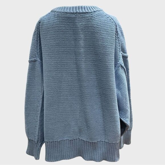 Free People Alli V-neck Sweater Oversized Cable - Picture 9 of 12